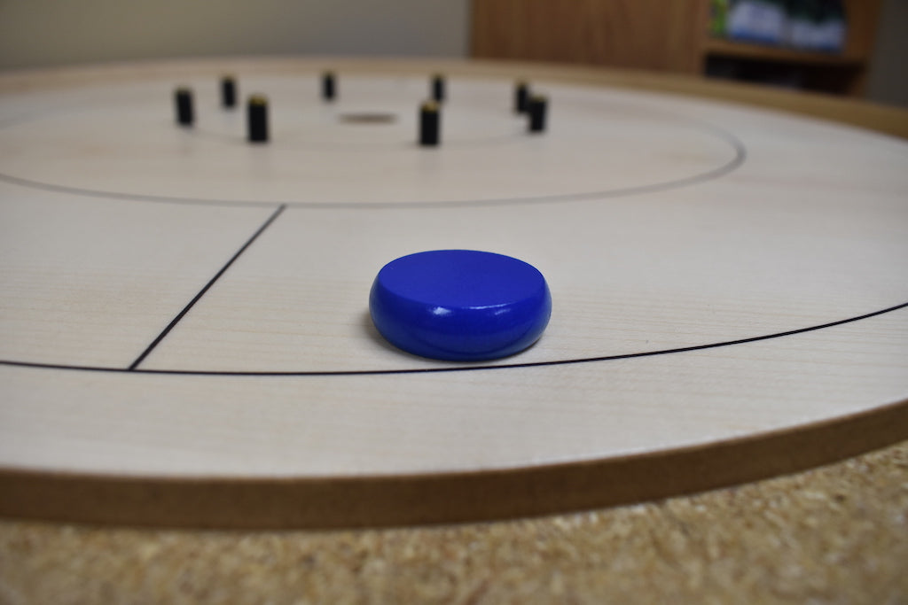 13 blaue Crokinole-Scheiben (halbes Set)