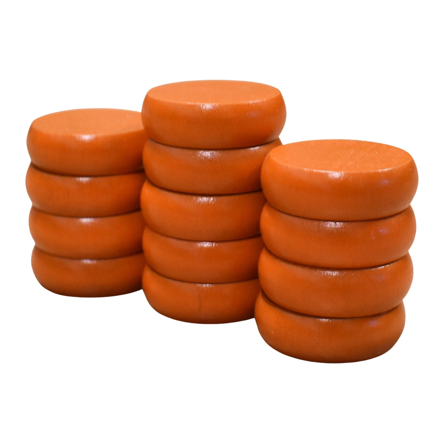 13 orange Crokinole-Scheiben (halbes Set)